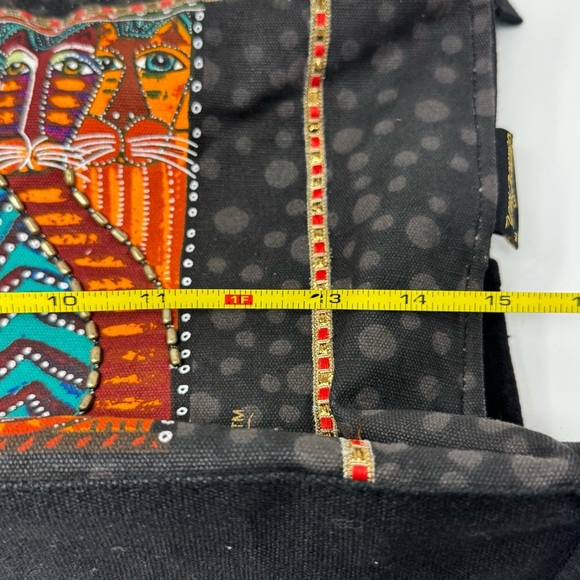 NEW Laurel Burch Fantastic Felines Cat Shoulder Tote Bag Purse Beaded Black - Picture 8 of 10